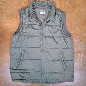 Open Trails Men's Size XL Army Green Puffer Quilted Zip Up Filled Vest Pockets